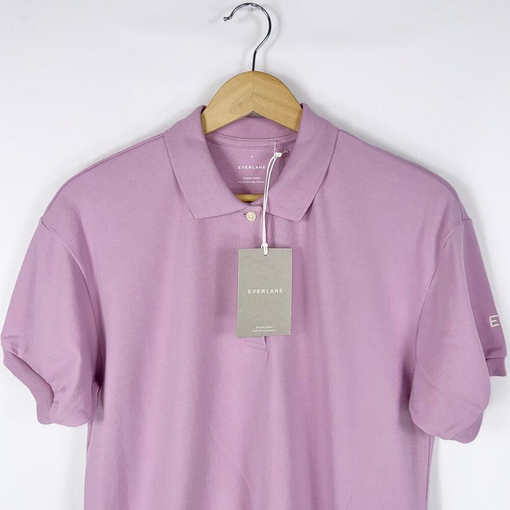 NWT Everlane The Organic Cotton Polo Shirt Short Sleeve Women's Small Mauve - Picture 2 of 15